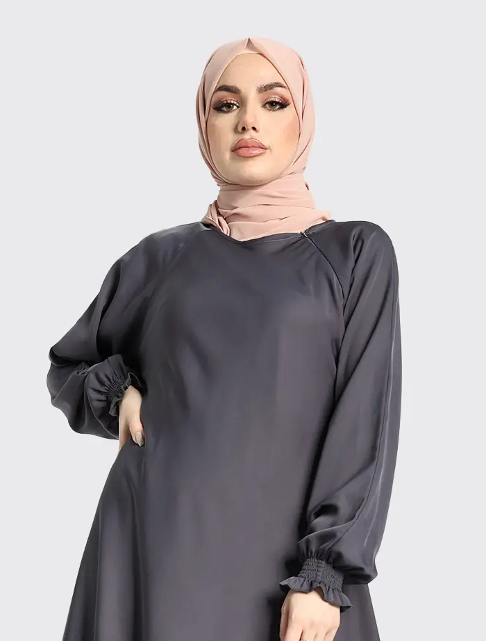 Grey Zip Umbrella Abaya